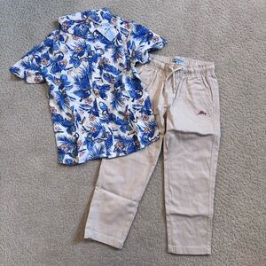 NWT Tommy Bahama Boys Hawaiian Button Down Shirt And Pants Set 5/6